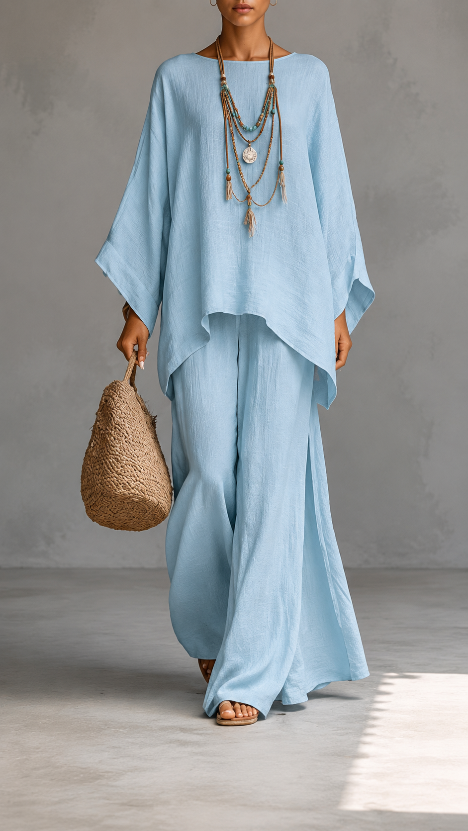 ✨ Women's Linen-Style Two Piece Set