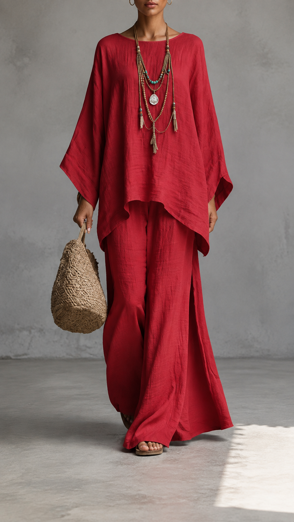 ✨ Women's Linen-Style Two Piece Set
