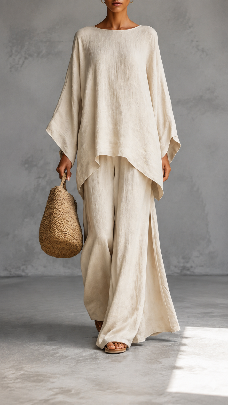 ✨ Women's Linen-Style Two Piece Set