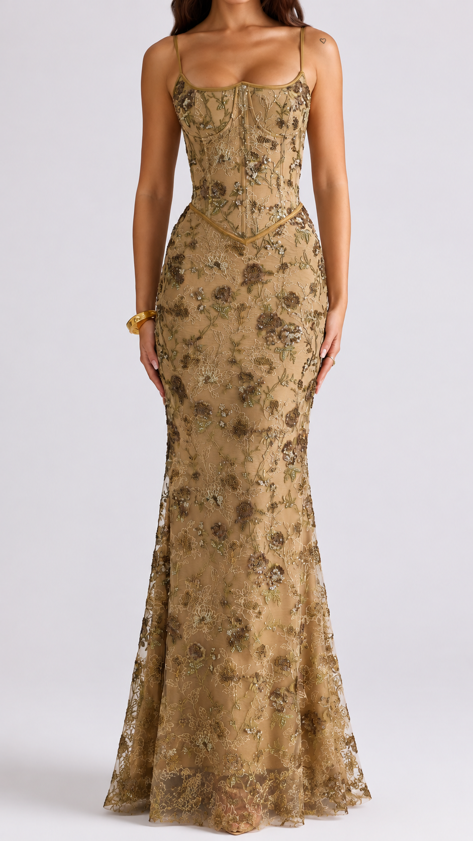 ✨ Naima Navy Blue Beaded Corset Gown