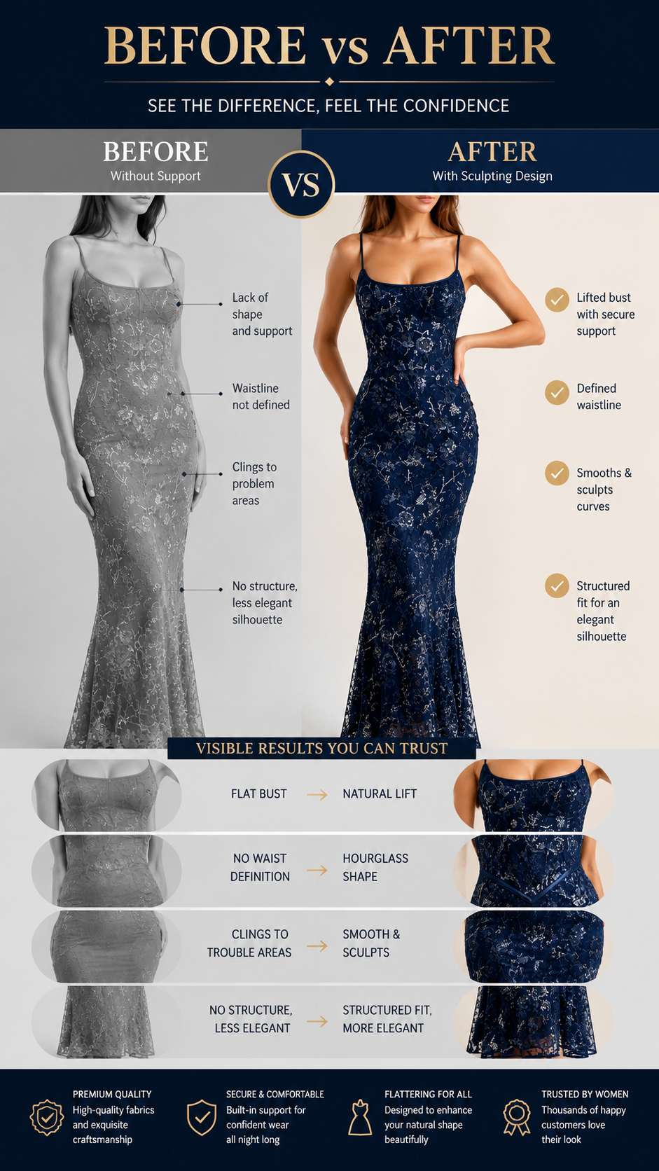 ✨ Naima Navy Blue Beaded Corset Gown