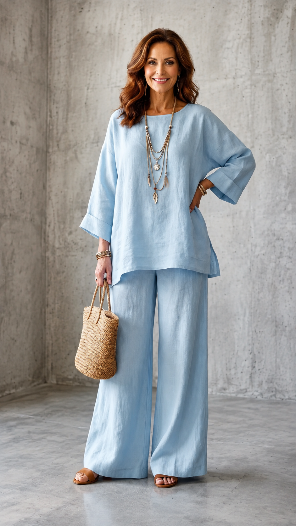 ✨ Oversized Waist-Cinching Wide Leg Pants Set