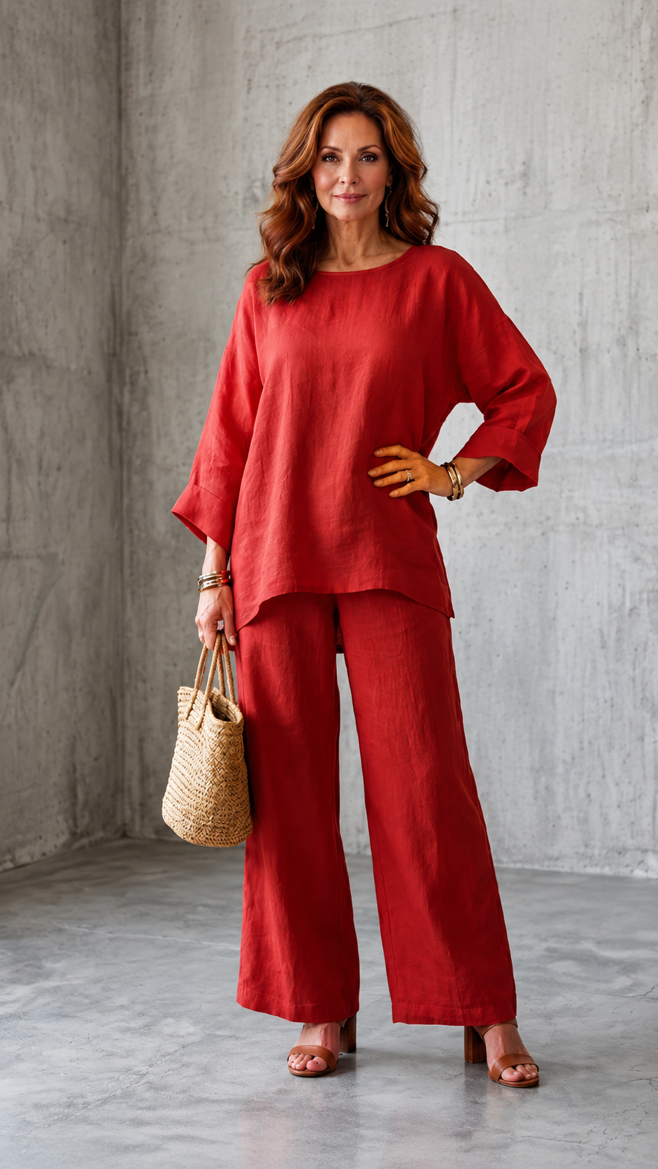 ✨ Oversized Waist-Cinching Wide Leg Pants Set