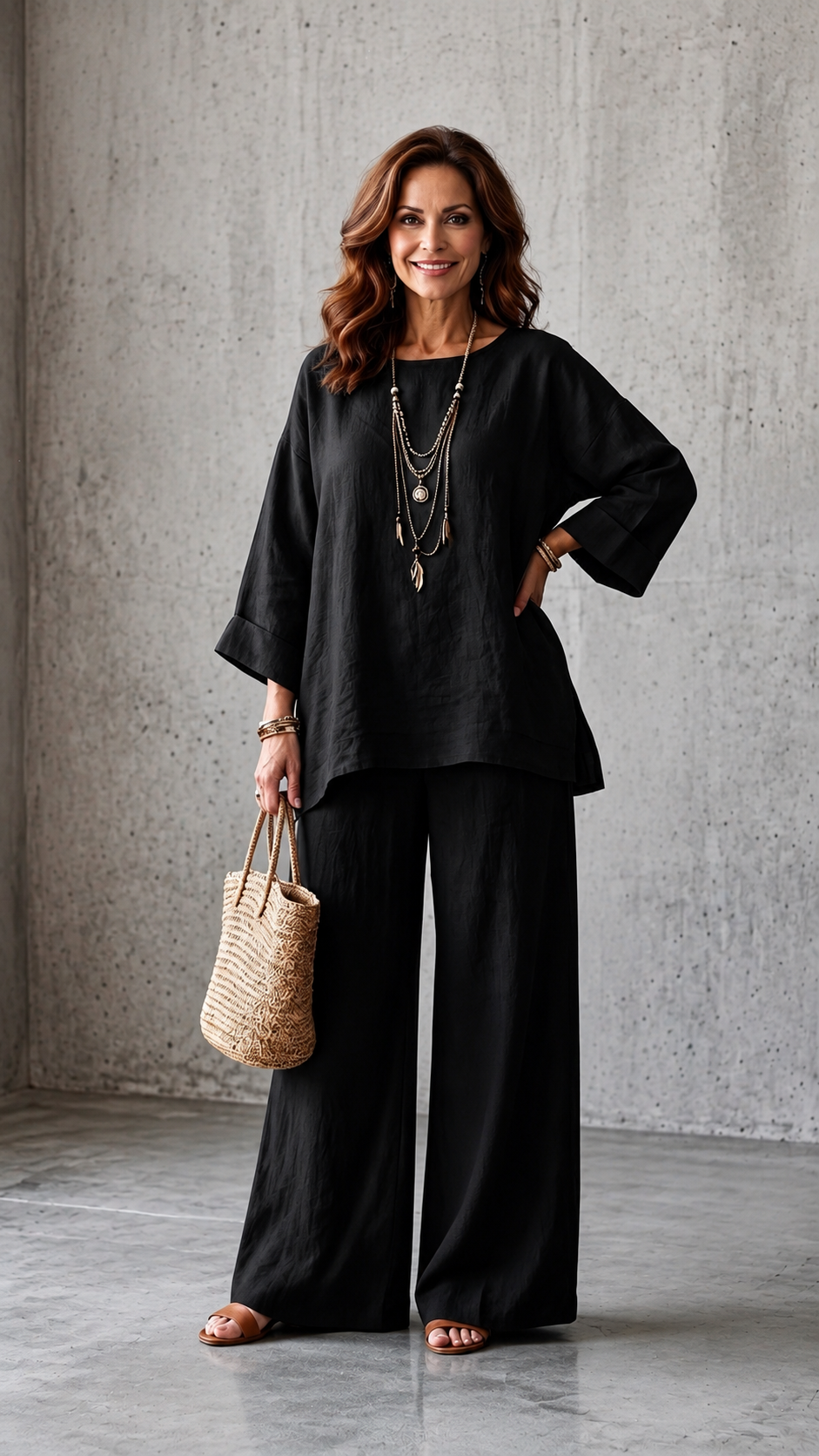 ✨ Oversized Waist-Cinching Wide Leg Pants Set