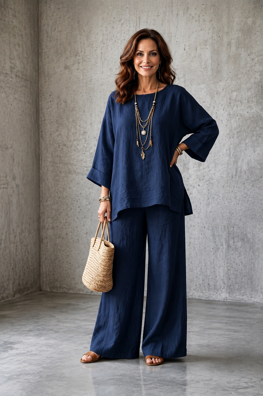 ✨ Oversized Waist-Cinching Wide Leg Pants Set