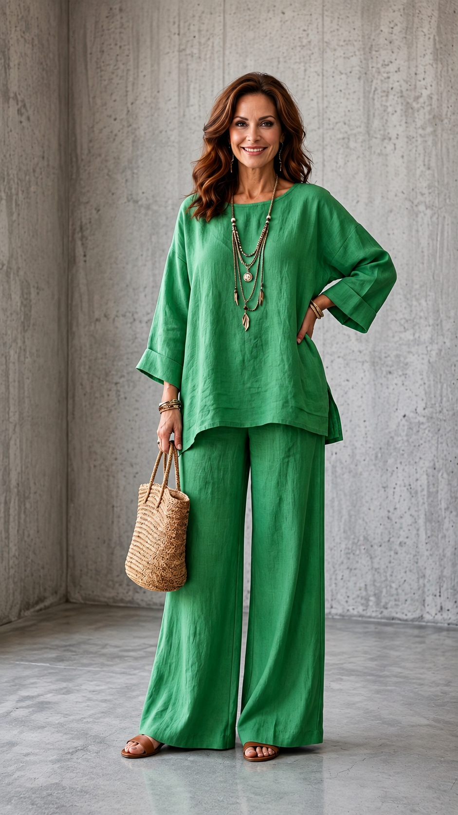 ✨ Oversized Waist-Cinching Wide Leg Pants Set