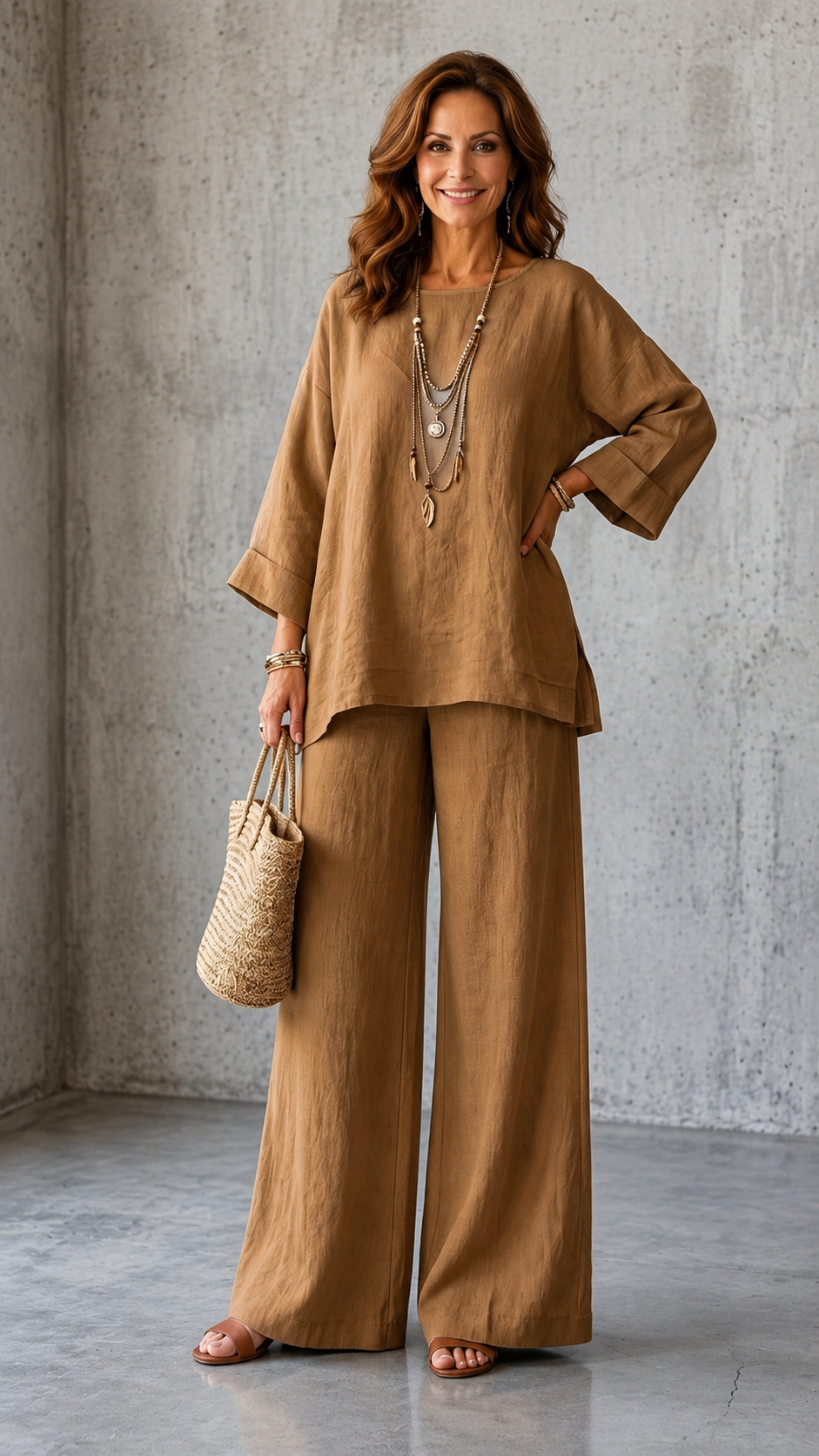 ✨ Oversized Waist-Cinching Wide Leg Pants Set