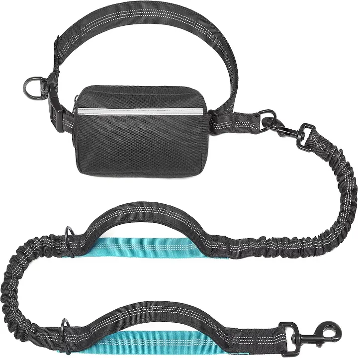 Hands-Free Dog Leash: Cushioned Handles & Zipper Pouch