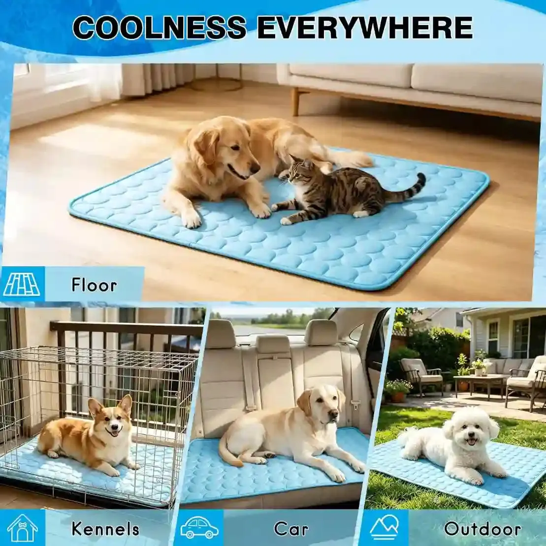 Pet Cooling Mat – Instant Ice Silk Technology For Maximum Summer Comfort