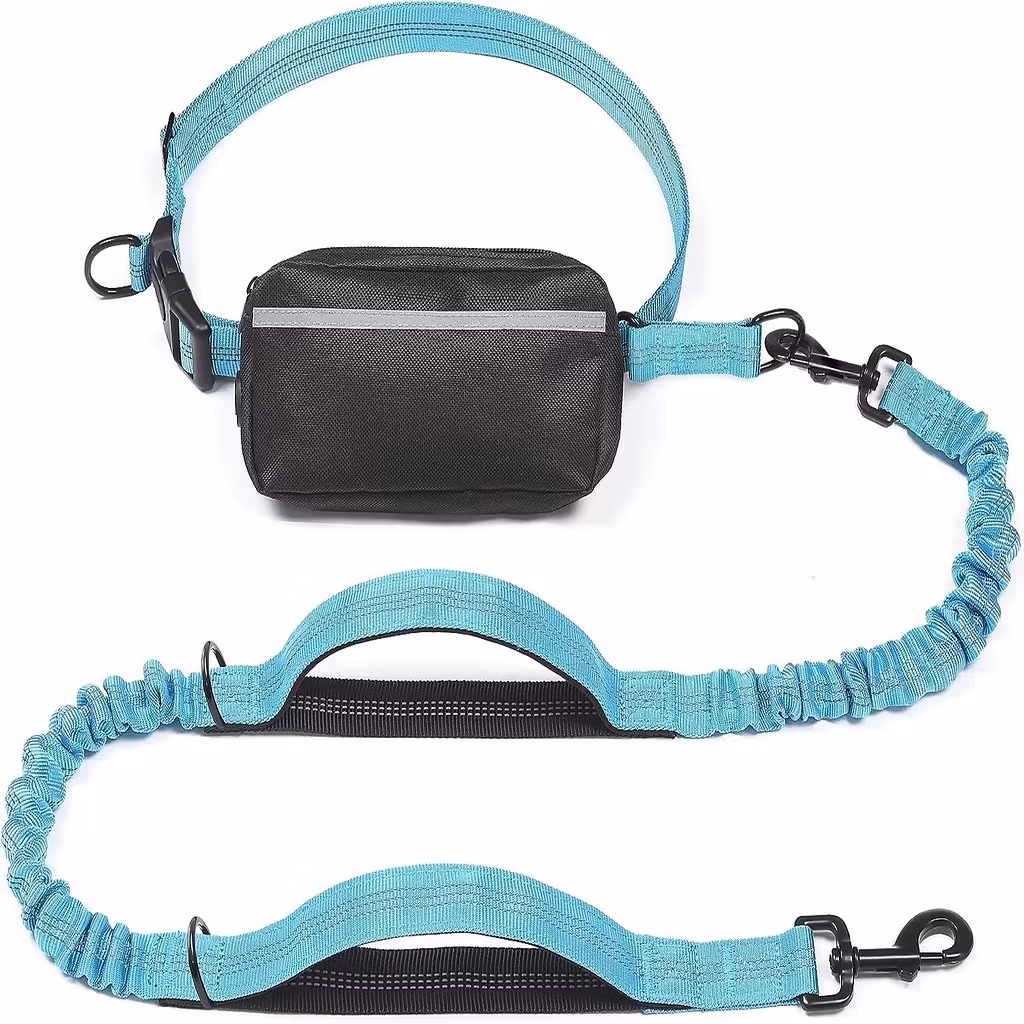 Hands-Free Dog Leash: Cushioned Handles & Zipper Pouch
