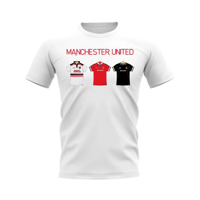 Manchester United 1998-1999 Retro Shirt T-shirt - Text (White) (Scholes 18) — Shop Now