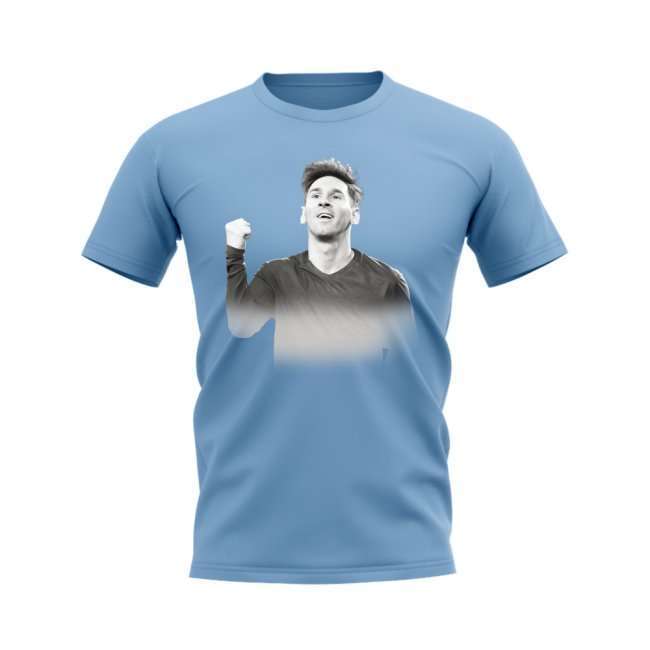 Lionel Messi Legend T-Shirt (Sky) (Your Name) — Buy Now