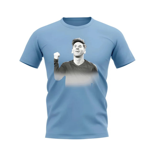 Lionel Messi Legend T-Shirt (Sky) (Your Name) — Buy Now