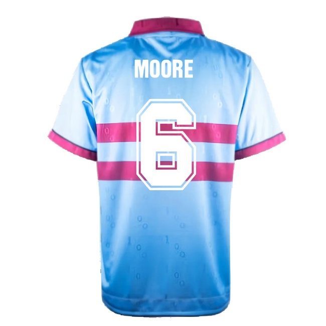 1995-1996 West Ham Away Retro Shirt (MOORE 6) — Buy Now
