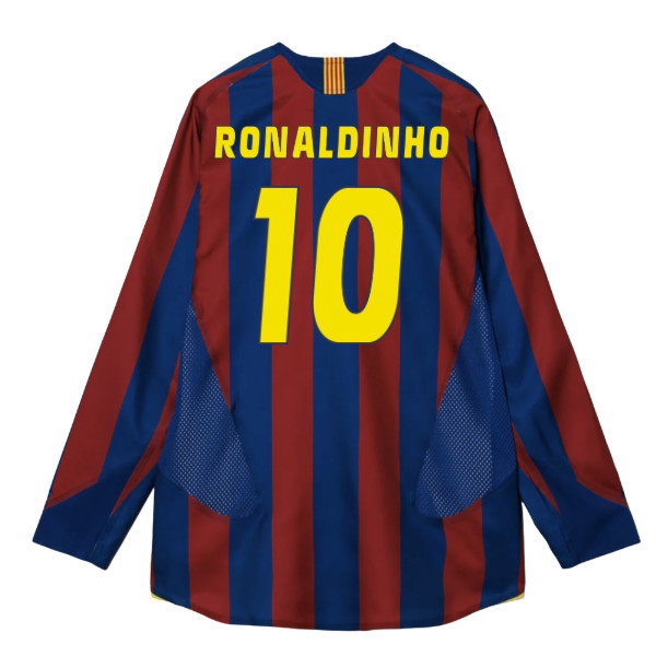 2005-2006 Barcelona T90 Reissue LS Home Shirt (Ronaldinho 10) — Buy Now
