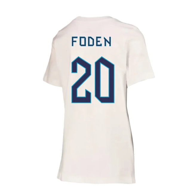 2022-2023 England Crest Tee (White) - Kids (Foden 20) — Buy Online