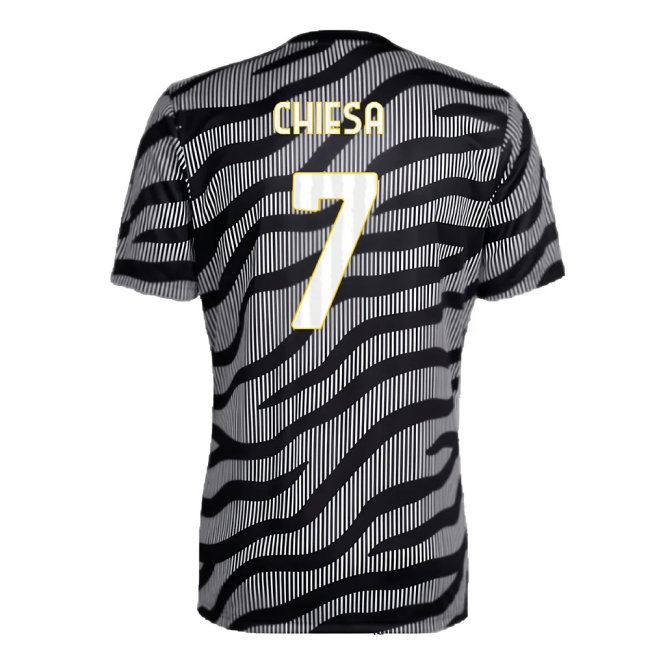 2023-2024 Juventus Pre-Match Shirt (Black) (CHIESA 7) — Shop Online
