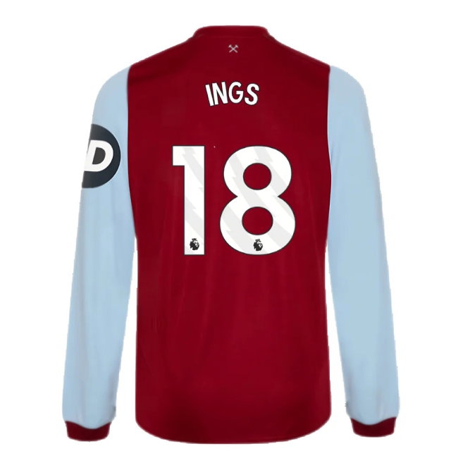 2023-2024 West Ham Long Sleeve Home Shirt (INGS 18) — Buy Online