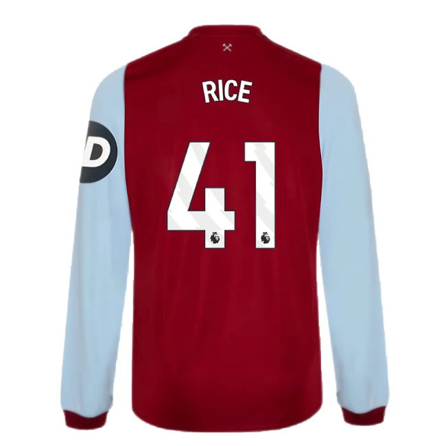 2023-2024 West Ham Long Sleeve Home Shirt (RICE 41) — Buy Now