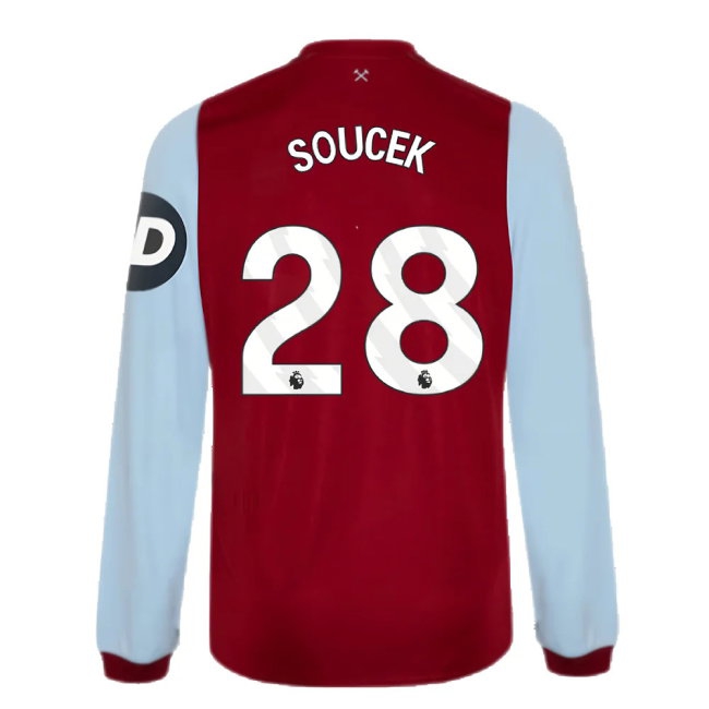 2023-2024 West Ham Long Sleeve Home Shirt (SOUCEK 28) — Buy Now