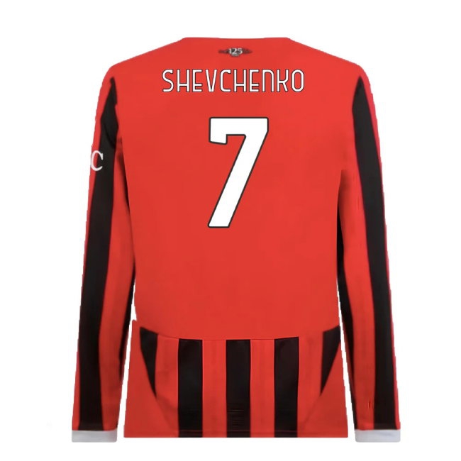 2024-2025 AC Milan Home Long Sleeve Shirt (Shevchenko 7) — Shop Online
