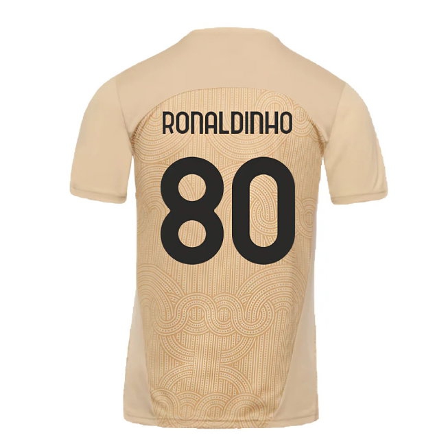 2024-2025 AC Milan Pre-Match Shirt (Putty) (Ronaldinho 80) — Shop Online