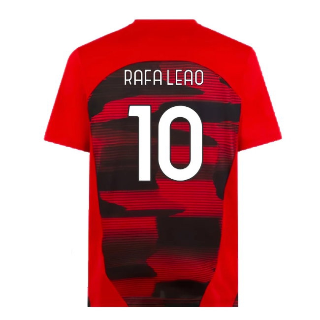 2024-2025 AC Milan Prematch SS Shirt (Red) (Rafa Leao 10) — Shop Online