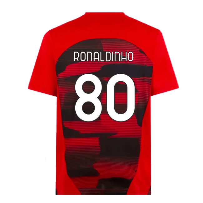 2024-2025 AC Milan Prematch SS Shirt (Red) (Ronaldinho 80) — Buy Now