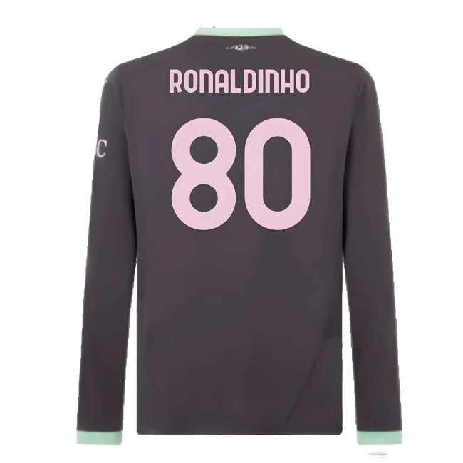 2024-2025 AC Milan Third Long Sleeve Shirt (Ronaldinho 80) — Shop Online