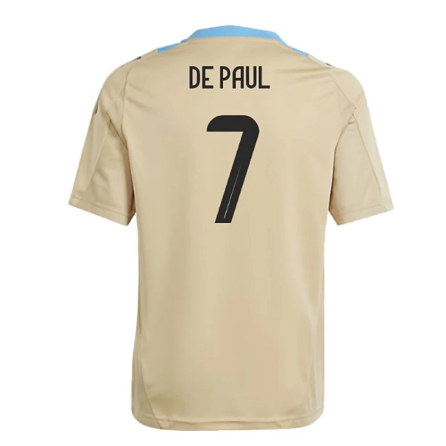 2024-2025 Argentina Training Jersey (Hazy Beige) - Kids (DE PAUL 7) — Buy Online