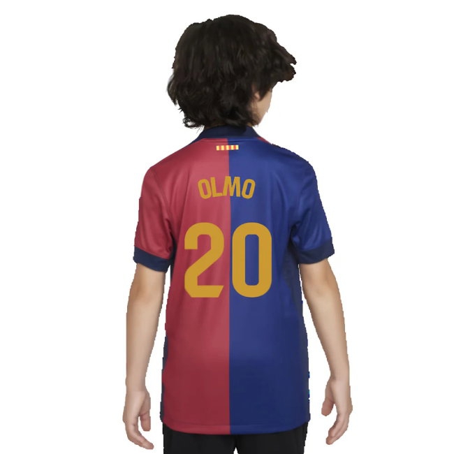 2024-2025 Barcelona Home Shirt (Sponsorless) - Kids (Olmo 20) — Buy Online