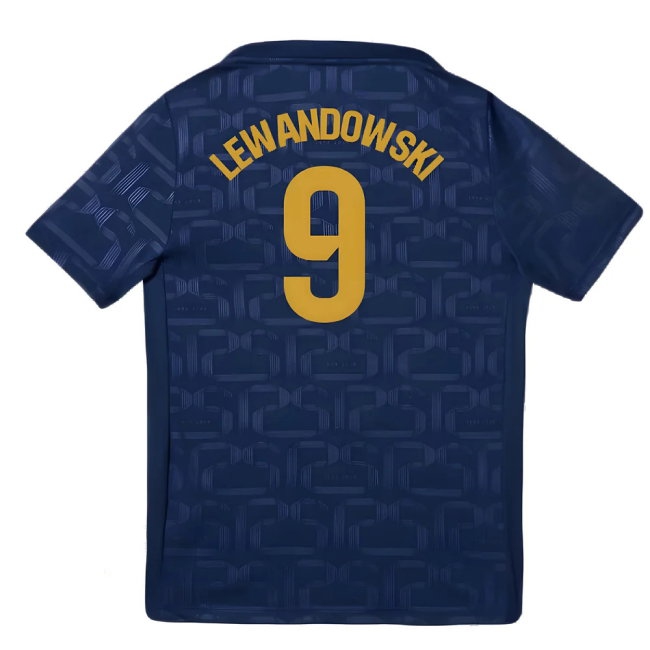 2024-2025 Barcelona Pre-Match Training Shirt (Navy) - Kids (Lewandowski 9) — Buy Now