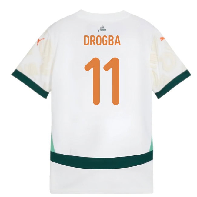 2024-2025 Ivory Coast Away Shirt (Kids) (Drogba 11) — Buy Now