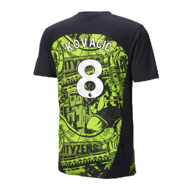 2024-2025 Man City Pre-Match Shirt (Yellow Glow) (Kovacic 8) — Buy Online