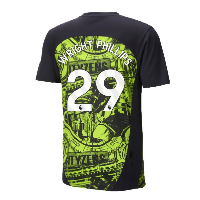 2024-2025 Man City Pre-Match Shirt (Yellow Glow) (Wright Phillips 29) — Buy Online