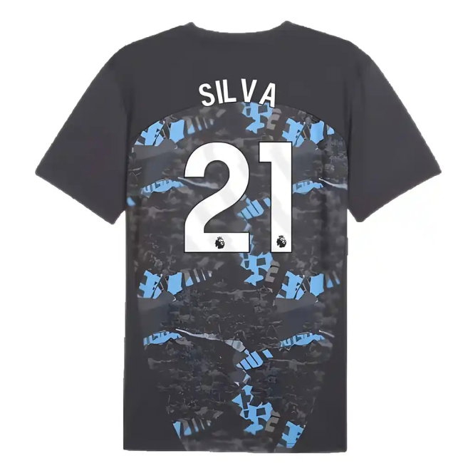 2024-2025 Man City Prematch SS Jersey (Strong Gray) (Silva 21) — Buy Now