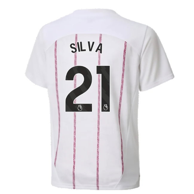 2024-2025 Man City Prematch SS Jersey (White) - Kids (Silva 21) — Shop Online