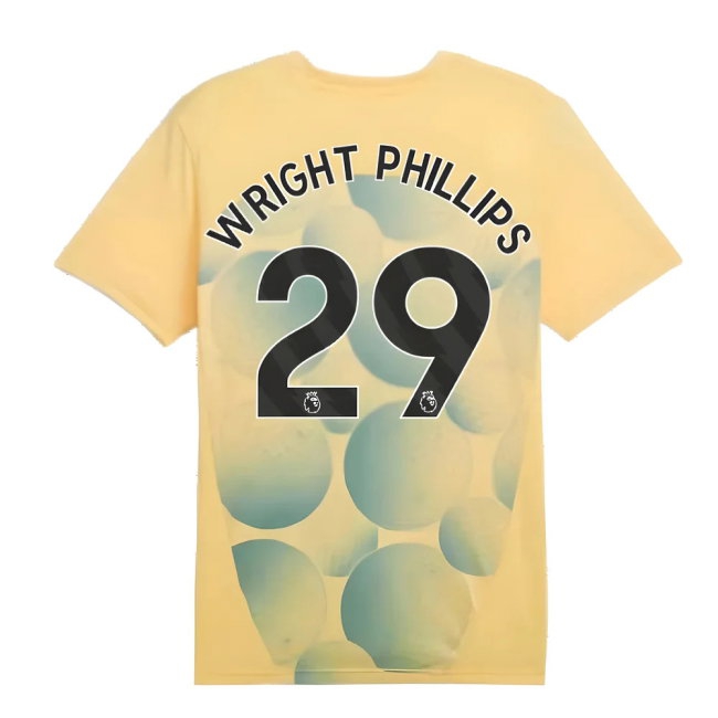 2024-2025 Man City Prematch SS Shirt (Flaxen) - Kids (Wright Phillips 29) — Shop Online