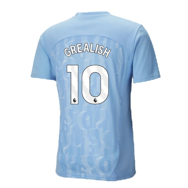 2024-2025 Man City Prematch SS Shirt (Light Blue) (Grealish 10) — Shop Now