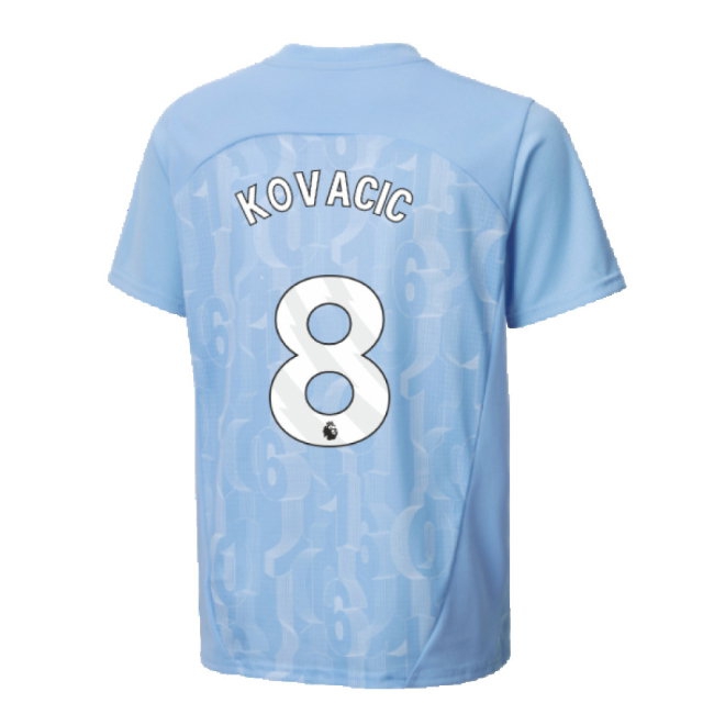 2024-2025 Man City Prematch SS Shirt (Light Blue) - Kids (Kovacic 8) — Buy Now