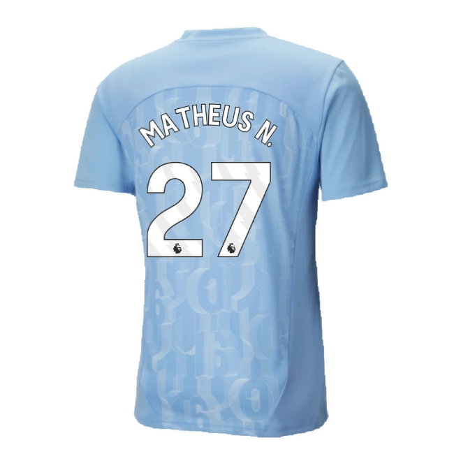 2024-2025 Man City Prematch SS Shirt (Light Blue) (Matheus N. 27) — Buy Now