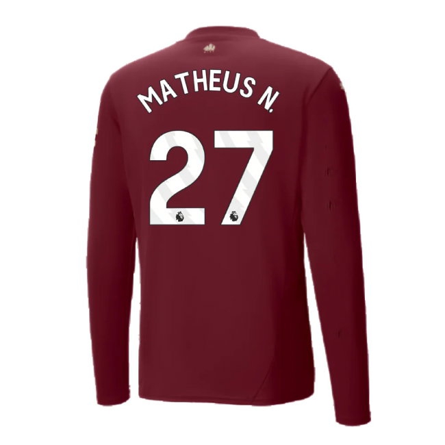 2024-2025 Man City Third Long Sleeve Shirt (Matheus N. 27) — Shop Now