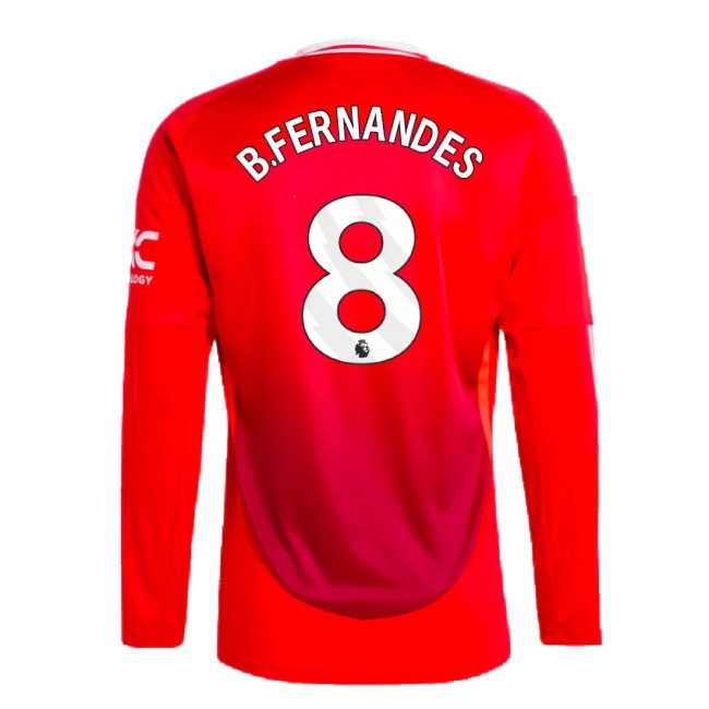 2024-2025 Man Utd Long Sleeve Home Shirt (B.Fernandes 8) — Buy Online