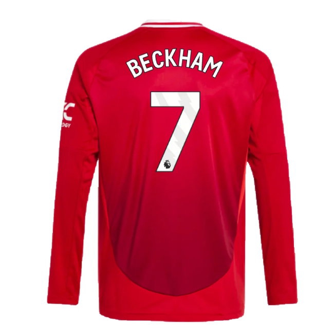2024-2025 Man Utd Long Sleeve Home Shirt (Kids) (Beckham 7) — Buy Now