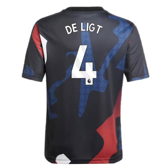2024-2025 Man Utd Pre-Match Jersey (Black) - Kids (De Ligt 4) — Shop Online