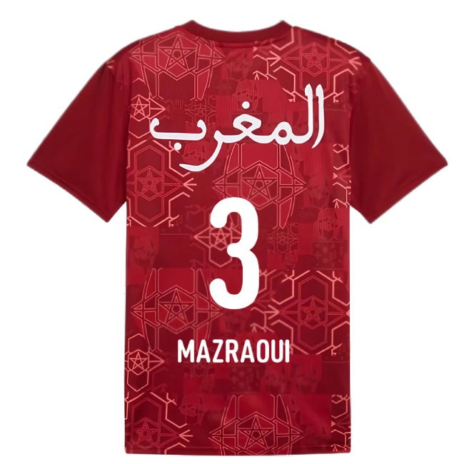 2024-2025 Morocco Prematch SS Jersey (Red) (Mazraoui 3) — Buy Online