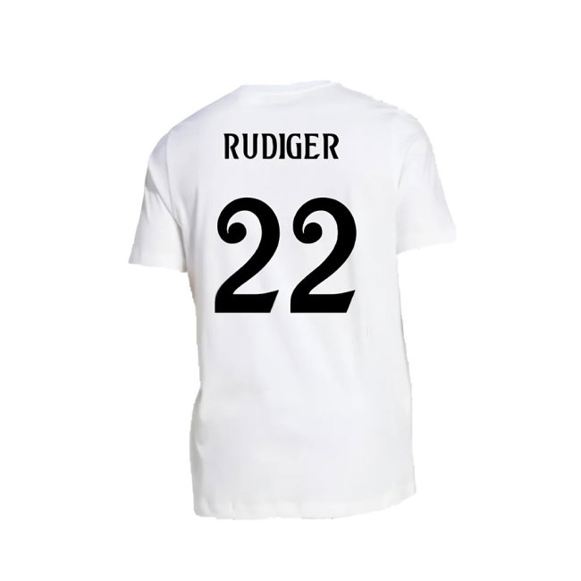 2024-2025 Real Madrid DNA Graphic Tee (White) (Rudiger 22) — Shop Now