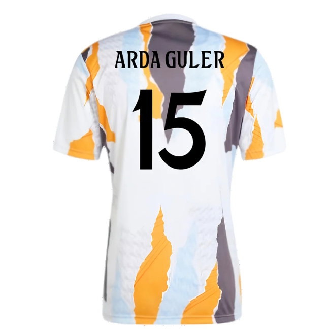 2024-2025 Real Madrid Pre-Match Shirt (White/Crew Orange) (Arda Guler 15) — Buy Online