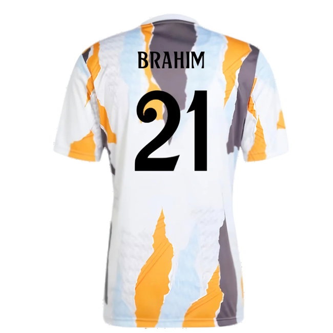 2024-2025 Real Madrid Pre-Match Shirt (White/Crew Orange) (Brahim 21) — Buy Online