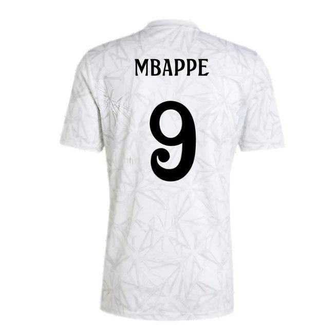 2024-2025 Real Madrid Pre-Match Shirt (White) (Mbappe 9) — Shop Now